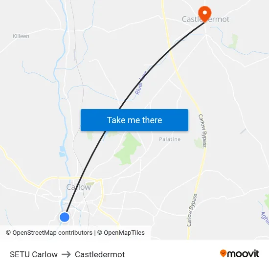 SETU Carlow to Castledermot map