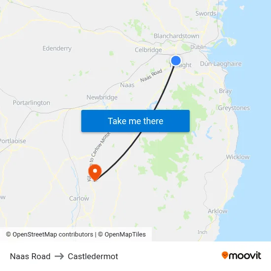 Naas Road to Castledermot map