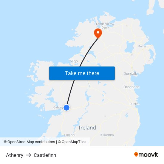 Athenry to Castlefinn map