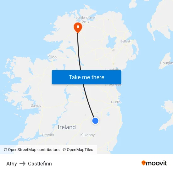 Athy to Castlefinn map