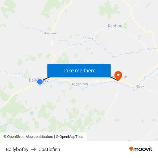 Ballybofey to Castlefinn map