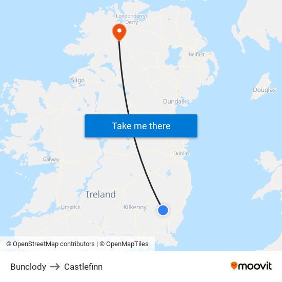 Bunclody to Castlefinn map