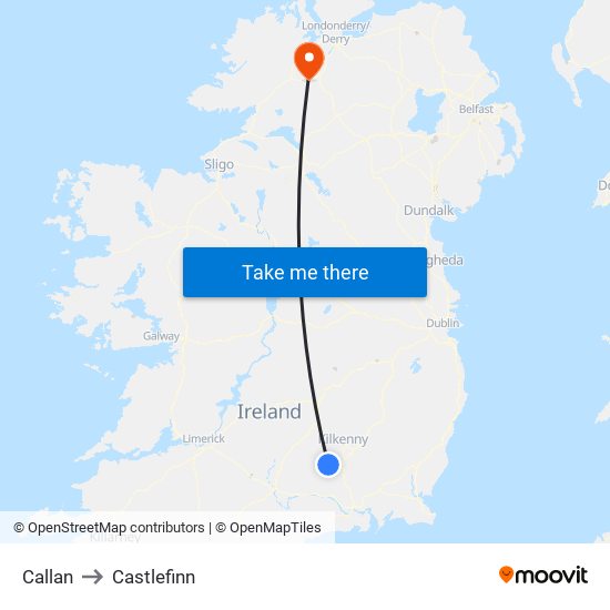 Callan to Castlefinn map