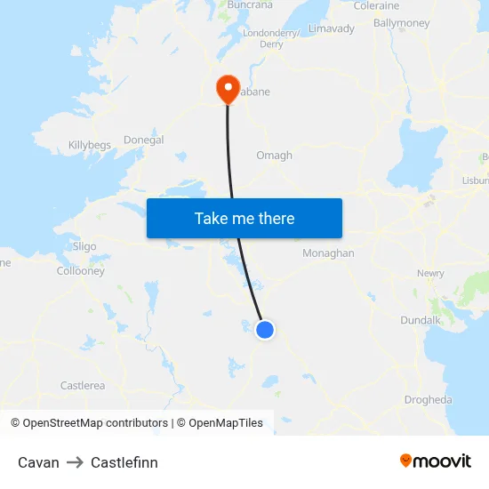 Cavan to Castlefinn map