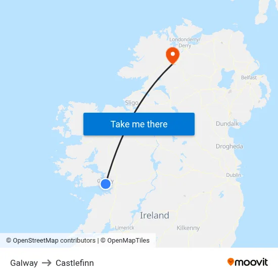 Galway to Castlefinn map