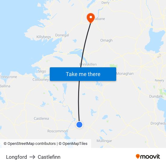 Longford to Castlefinn map