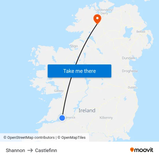Shannon to Castlefinn map