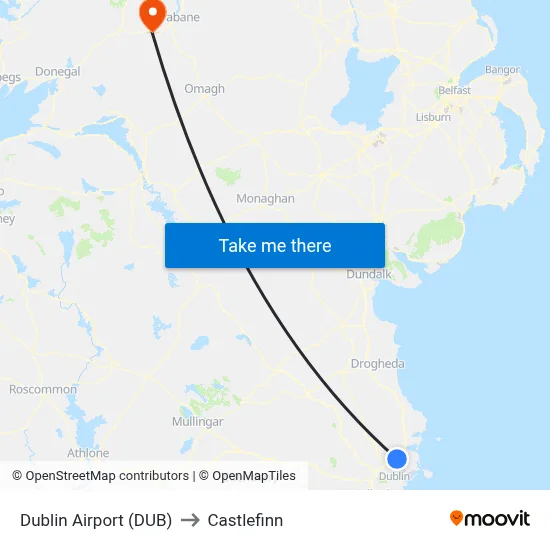 Dublin Airport (DUB) to Castlefinn map