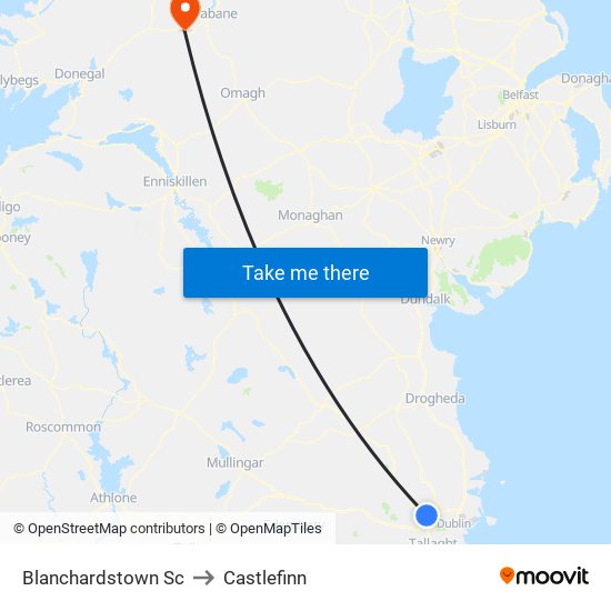 Blanchardstown Sc to Castlefinn map