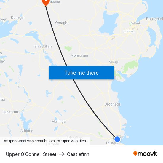 Upper O'Connell Street to Castlefinn map