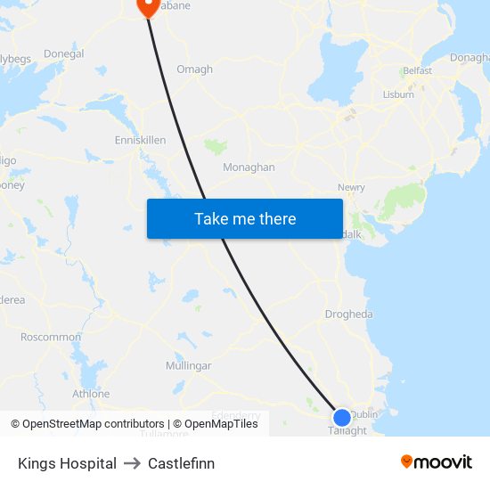 Kings Hospital to Castlefinn map