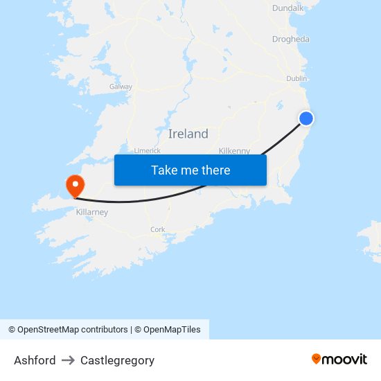 Ashford to Castlegregory map