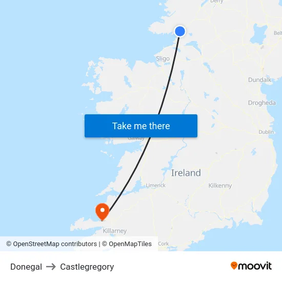 Donegal to Castlegregory map