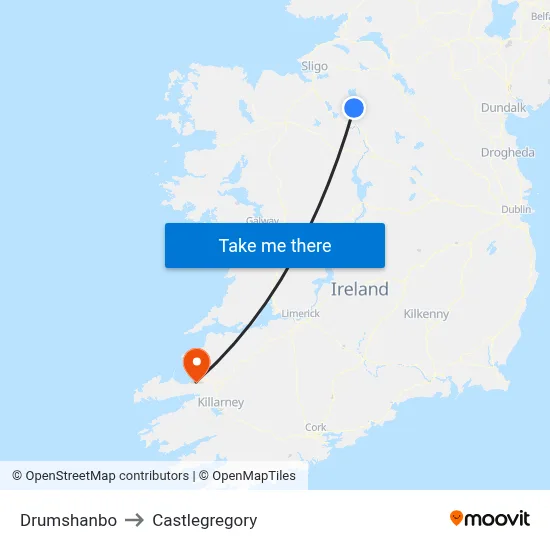 Drumshanbo to Castlegregory map