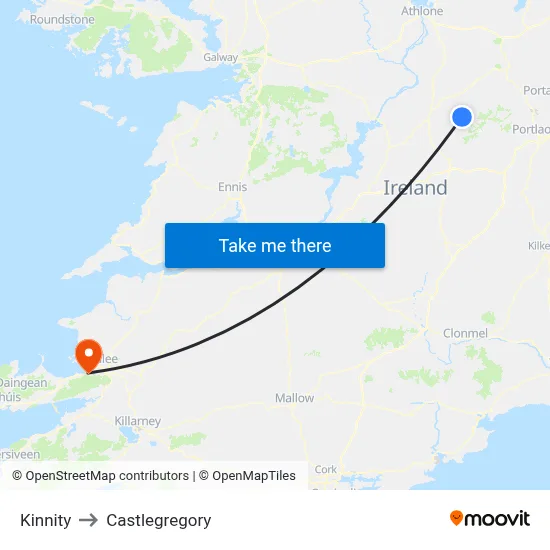 Kinnity to Castlegregory map