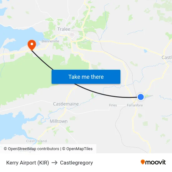 Kerry Airport (KIR) to Castlegregory map