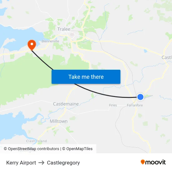 Kerry Airport to Castlegregory map