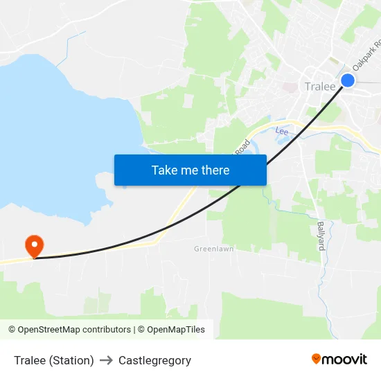 Tralee (Station) to Castlegregory map