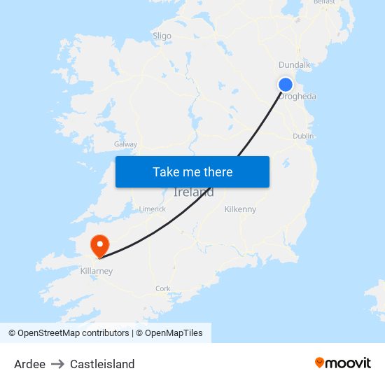 Ardee to Castleisland map