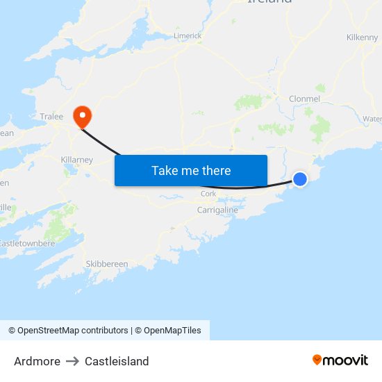 Ardmore to Castleisland map
