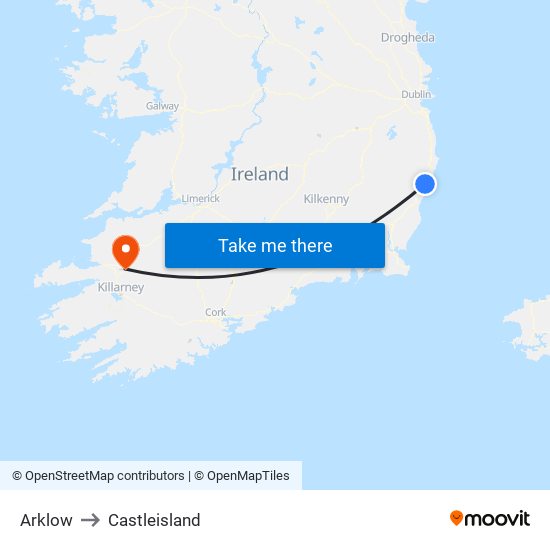 Arklow to Castleisland map