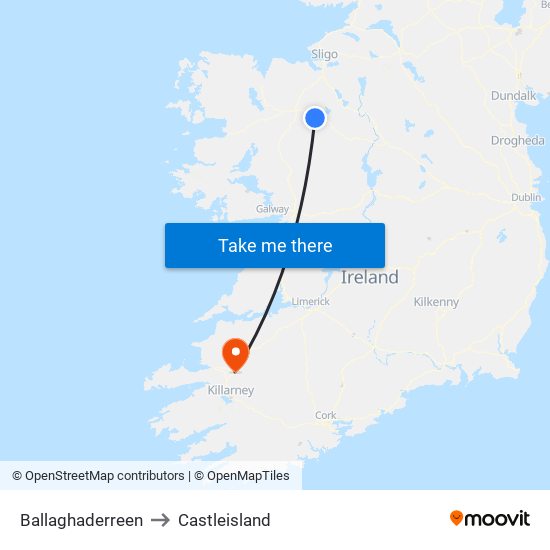 Ballaghaderreen to Castleisland map