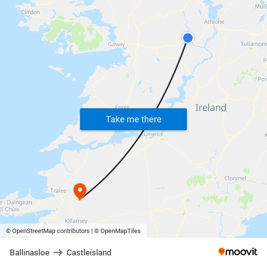 Ballinasloe to Castleisland map