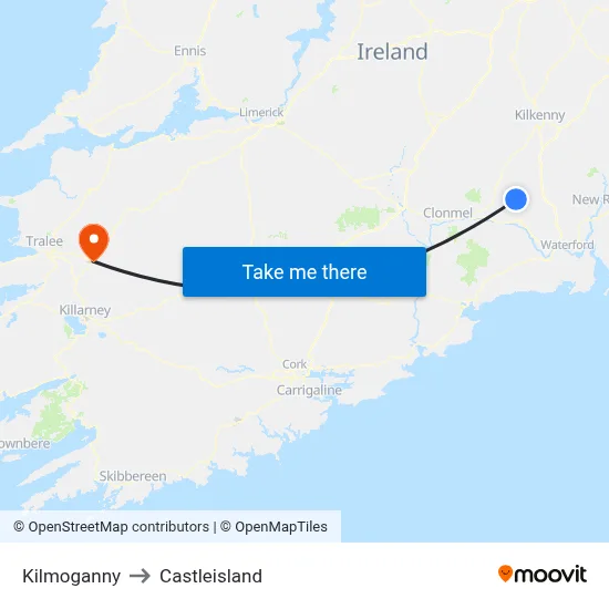 Kilmoganny to Castleisland map
