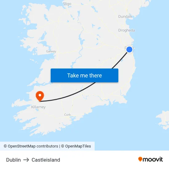 Dublin to Castleisland map
