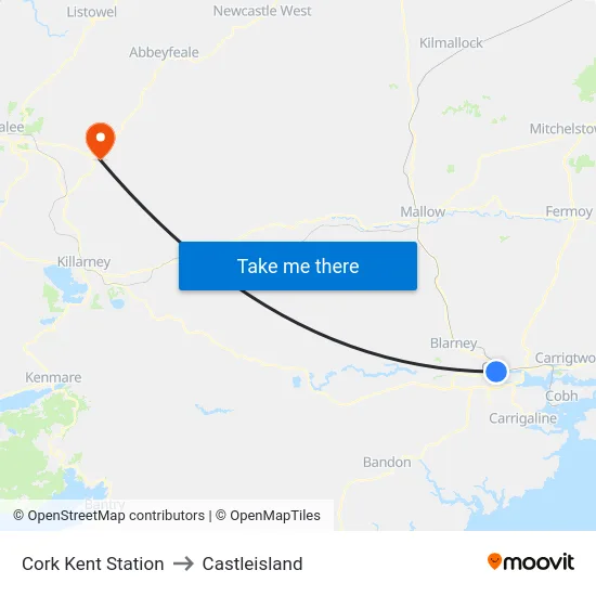 Cork Kent Station to Castleisland map