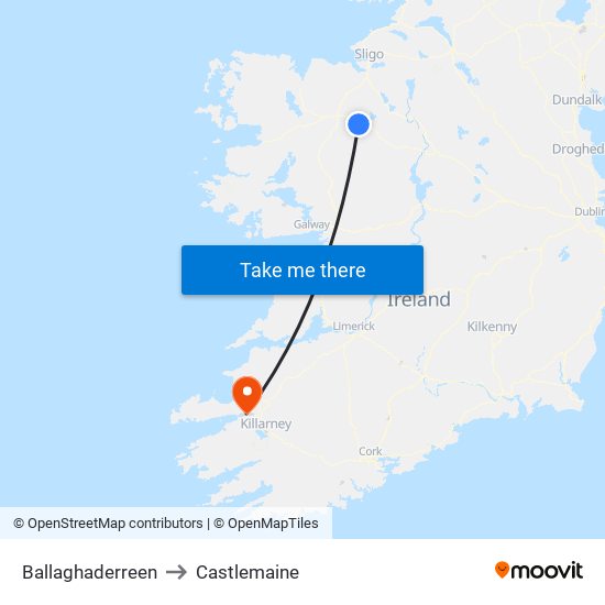 Ballaghaderreen to Castlemaine map