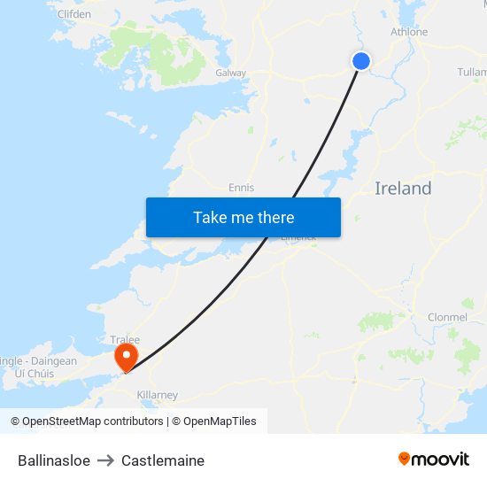 Ballinasloe to Castlemaine map