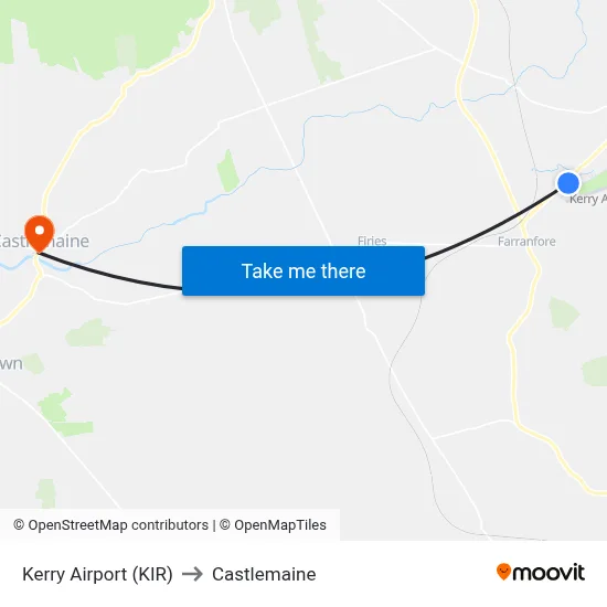Kerry Airport (KIR) to Castlemaine map