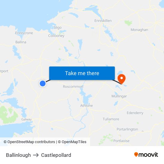Ballinlough to Castlepollard map