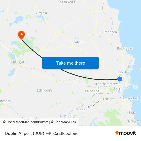 Dublin Airport (DUB) to Castlepollard map