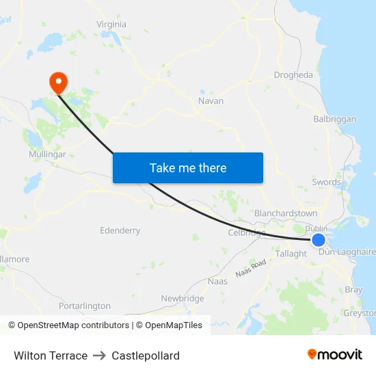 Wilton Terrace to Castlepollard map