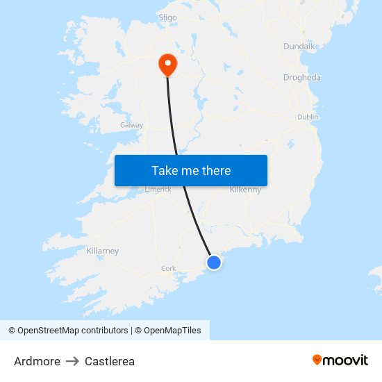 Ardmore to Castlerea map
