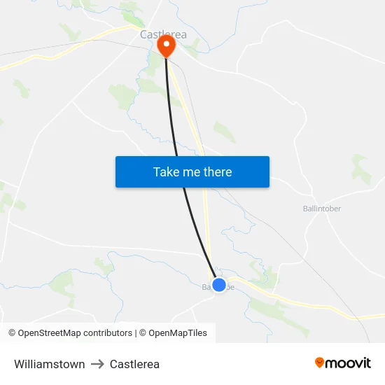 Williamstown to Castlerea map