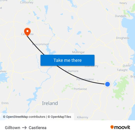 Gilltown to Castlerea map