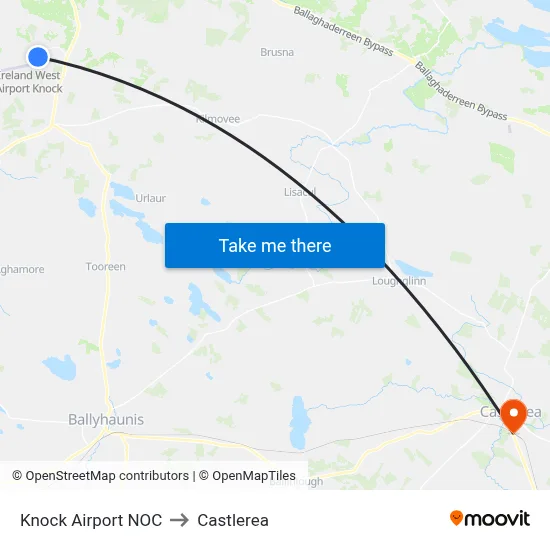 Knock Airport NOC to Castlerea map