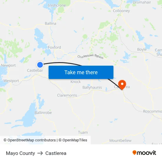 Mayo County to Castlerea map
