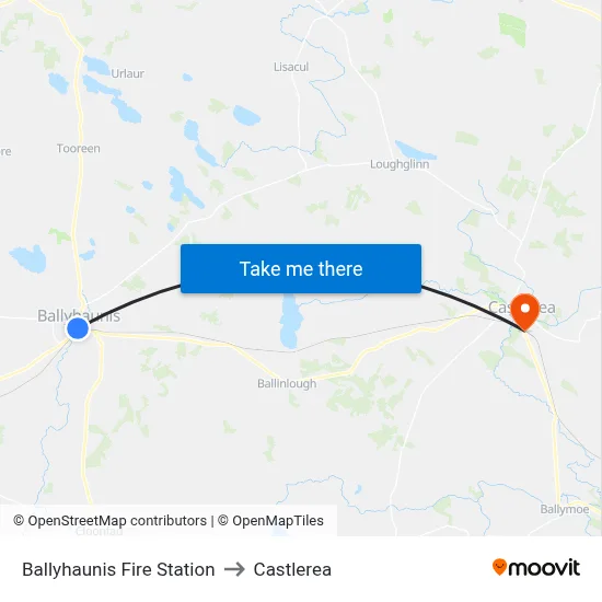 Ballyhaunis Fire Station to Castlerea map