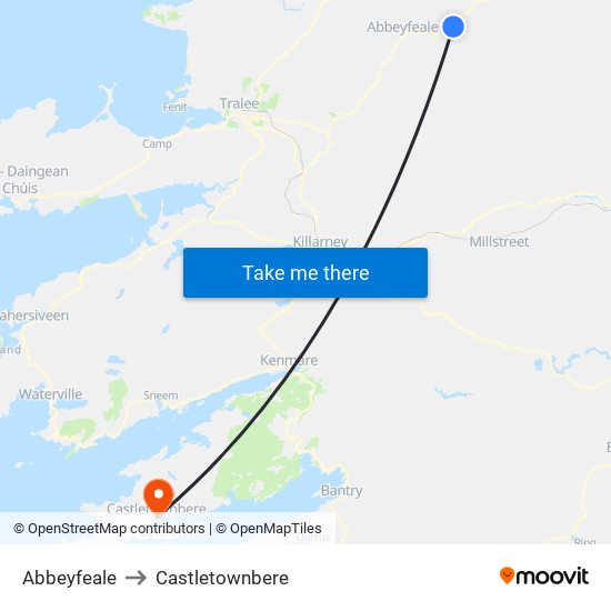 Abbeyfeale to Castletownbere map
