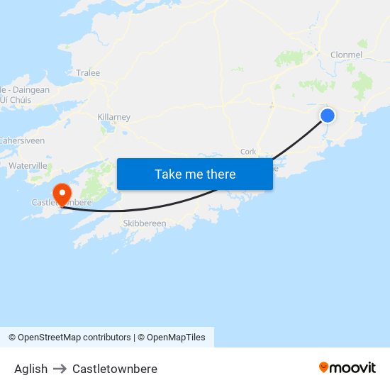 Aglish to Castletownbere map