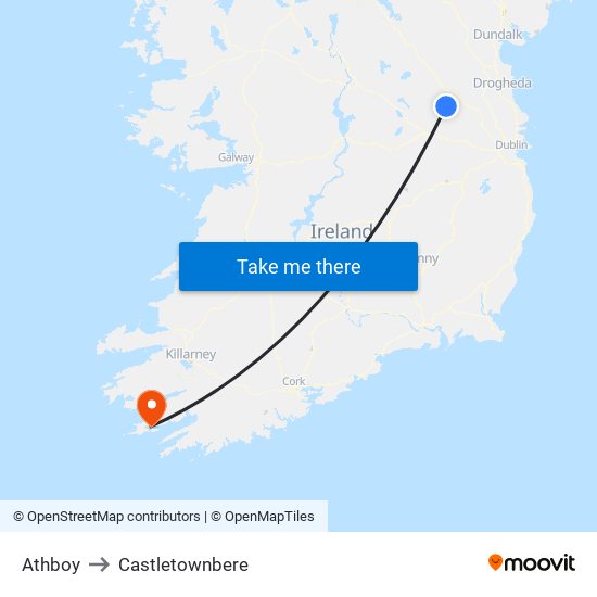 Athboy to Castletownbere map