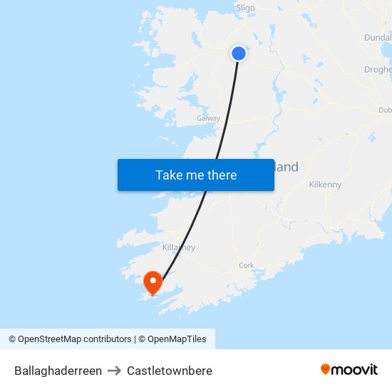 Ballaghaderreen to Castletownbere map