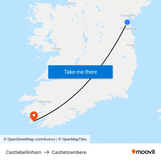 Castlebellinham to Castletownbere map