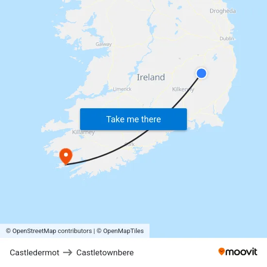Castledermot to Castletownbere map