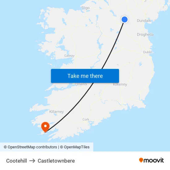 Cootehill to Castletownbere map