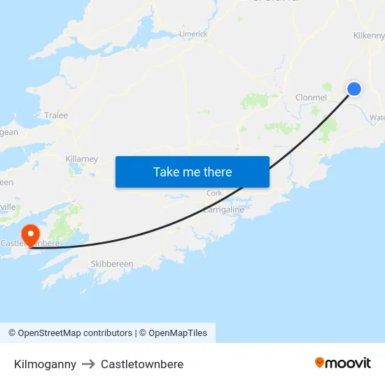 Kilmoganny to Castletownbere map